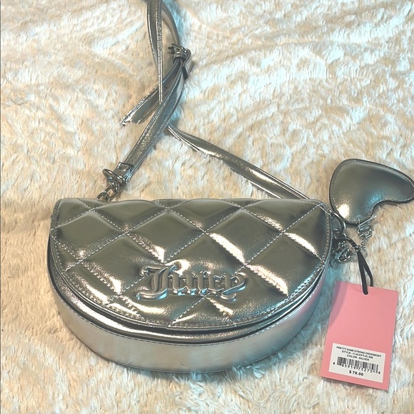 Juicy Couture Silver Metallic Crossbody Bag with Quilted Design - Picture 1 of 3